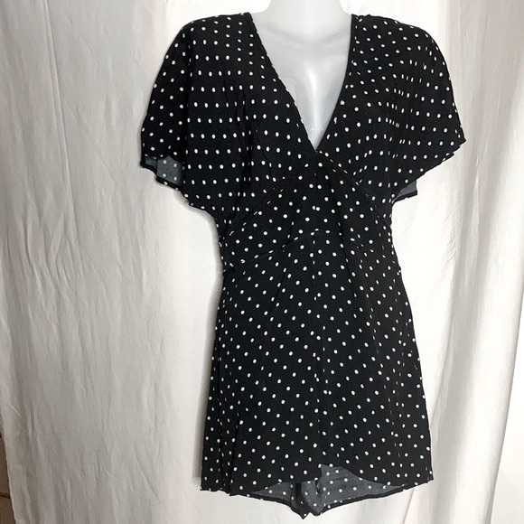 Forever 21 Pants - Black w/ white polka dots romper minidress